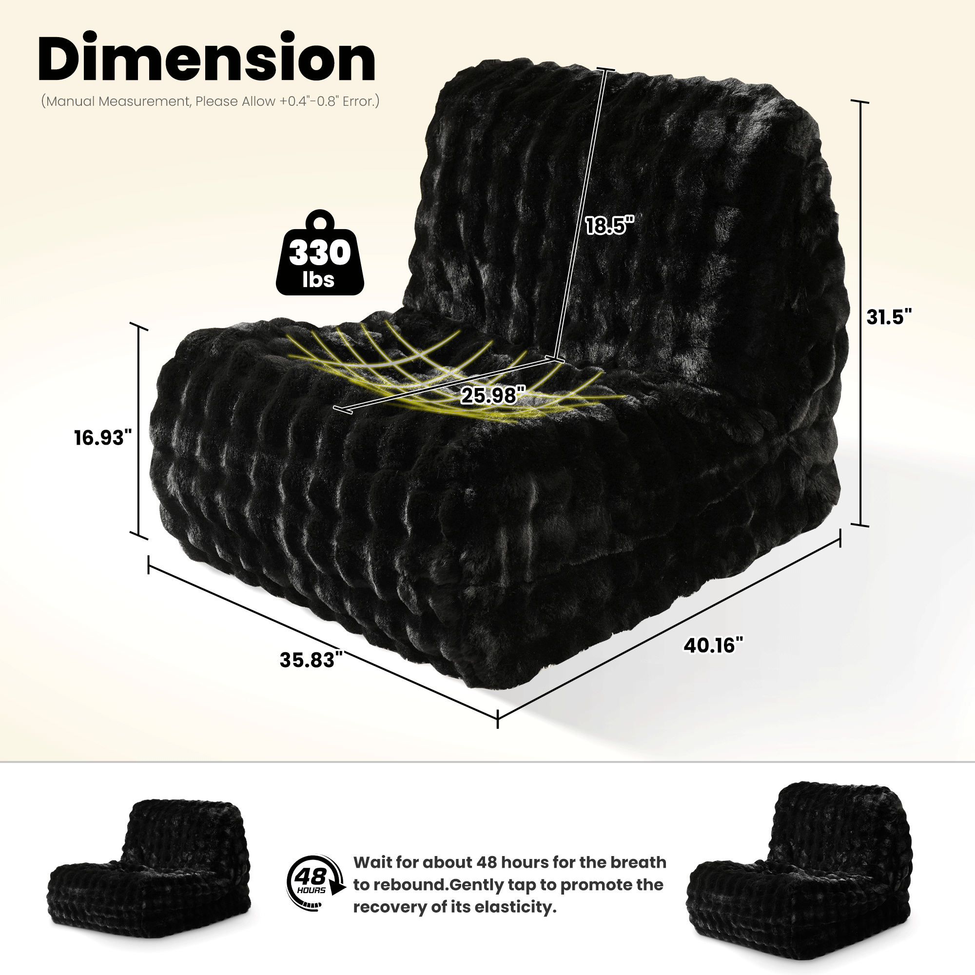 OVIOS Luxurious Fluffy Faux Fur Bean Bag Couch