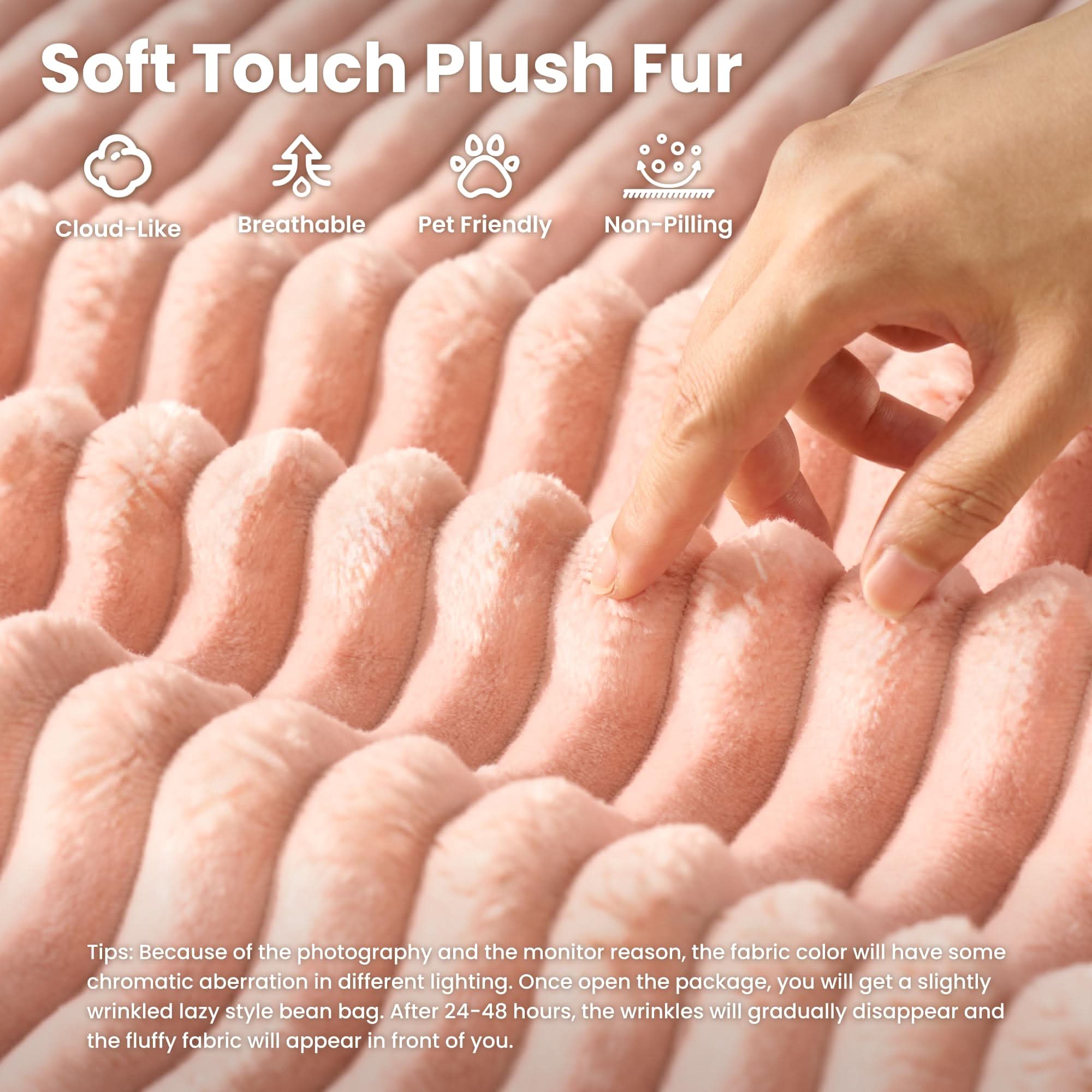 OVIOS Boneless Chaise Lounge,Luxurious Faux Fur, No Assembly Required