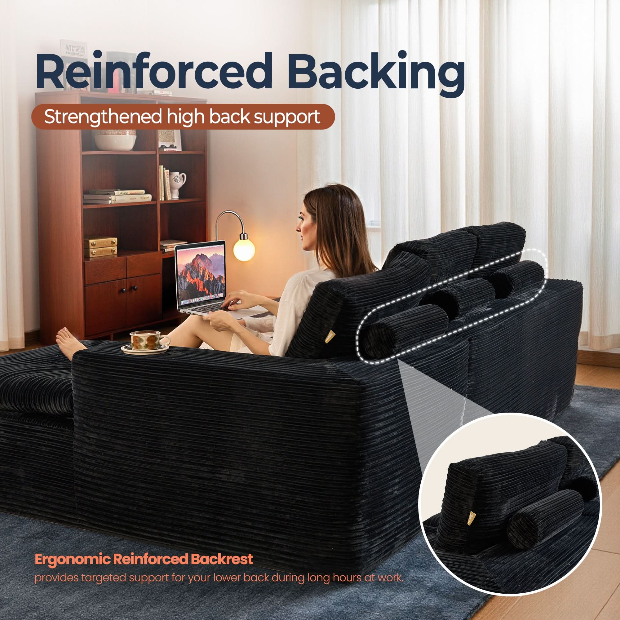 OVIOS 105" Modular L-Shape Sectional Sofa with Chaise, Deep Seat Cloud Couch