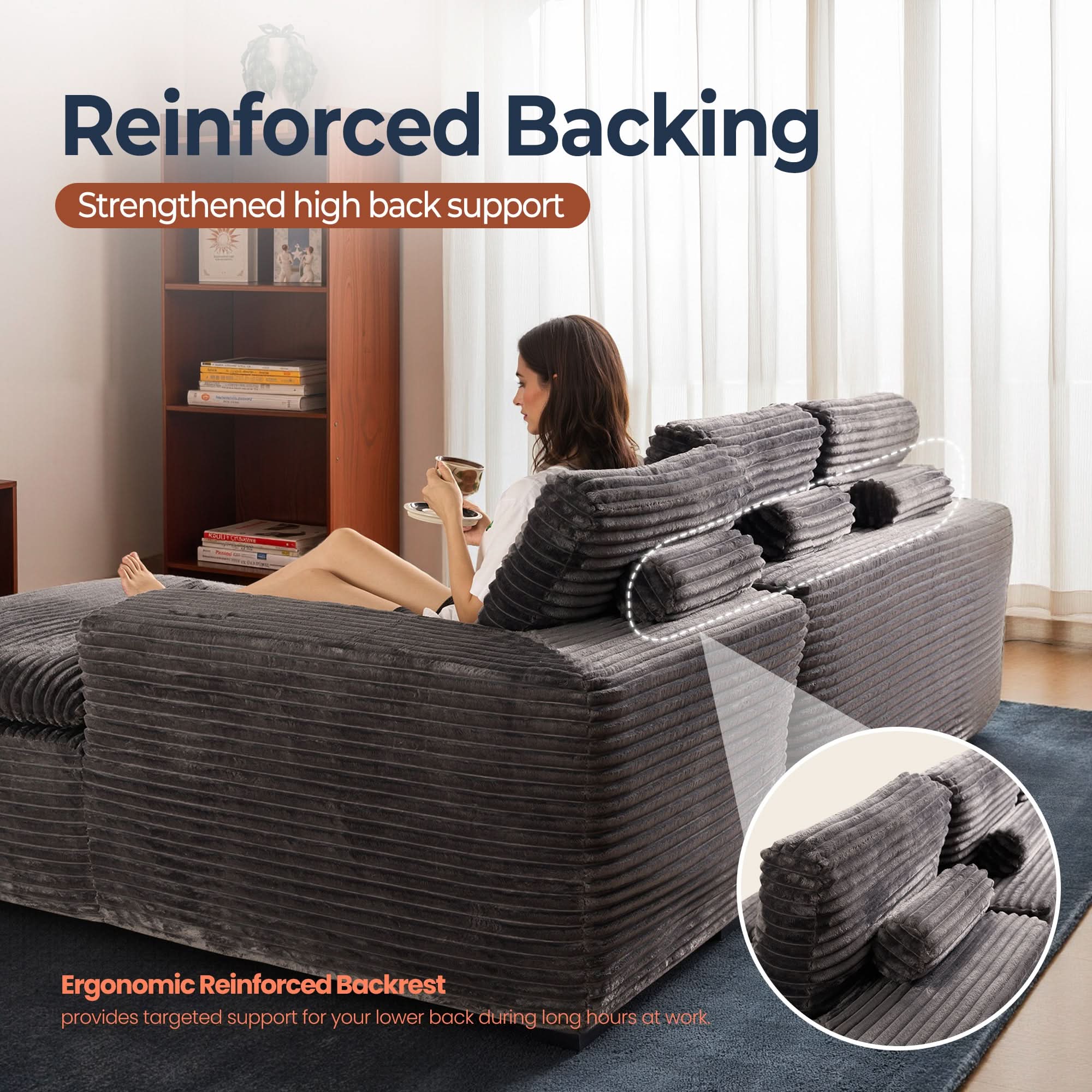 OVIOS 105" Modular Sectional Sofa with Chaise,Deep Seat Cloud Couch, Modern L-Shape