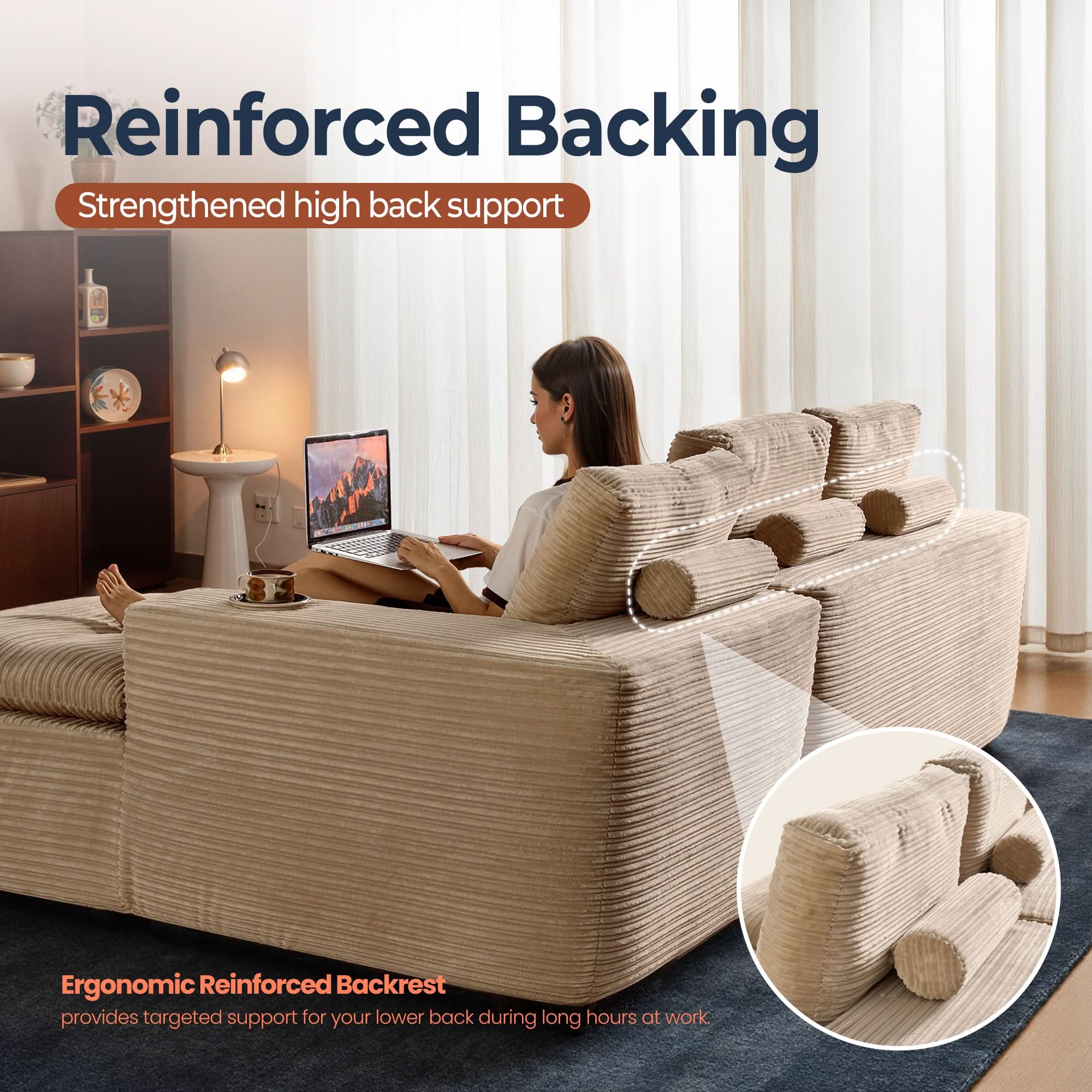 OVIOS 105" Modular L-Shape Sectional Sofa with Chaise, Deep Seat Cloud Couch