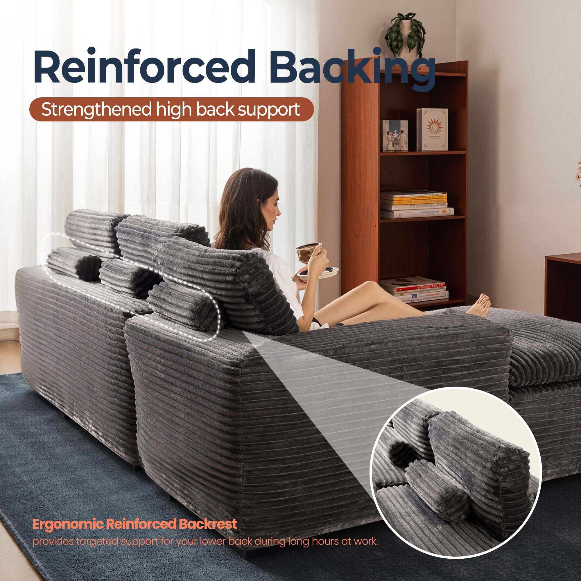 OVIOS 105" Modular Sectional Sofa with Chaise,Deep Seat Cloud Couch, Modern L-Shape