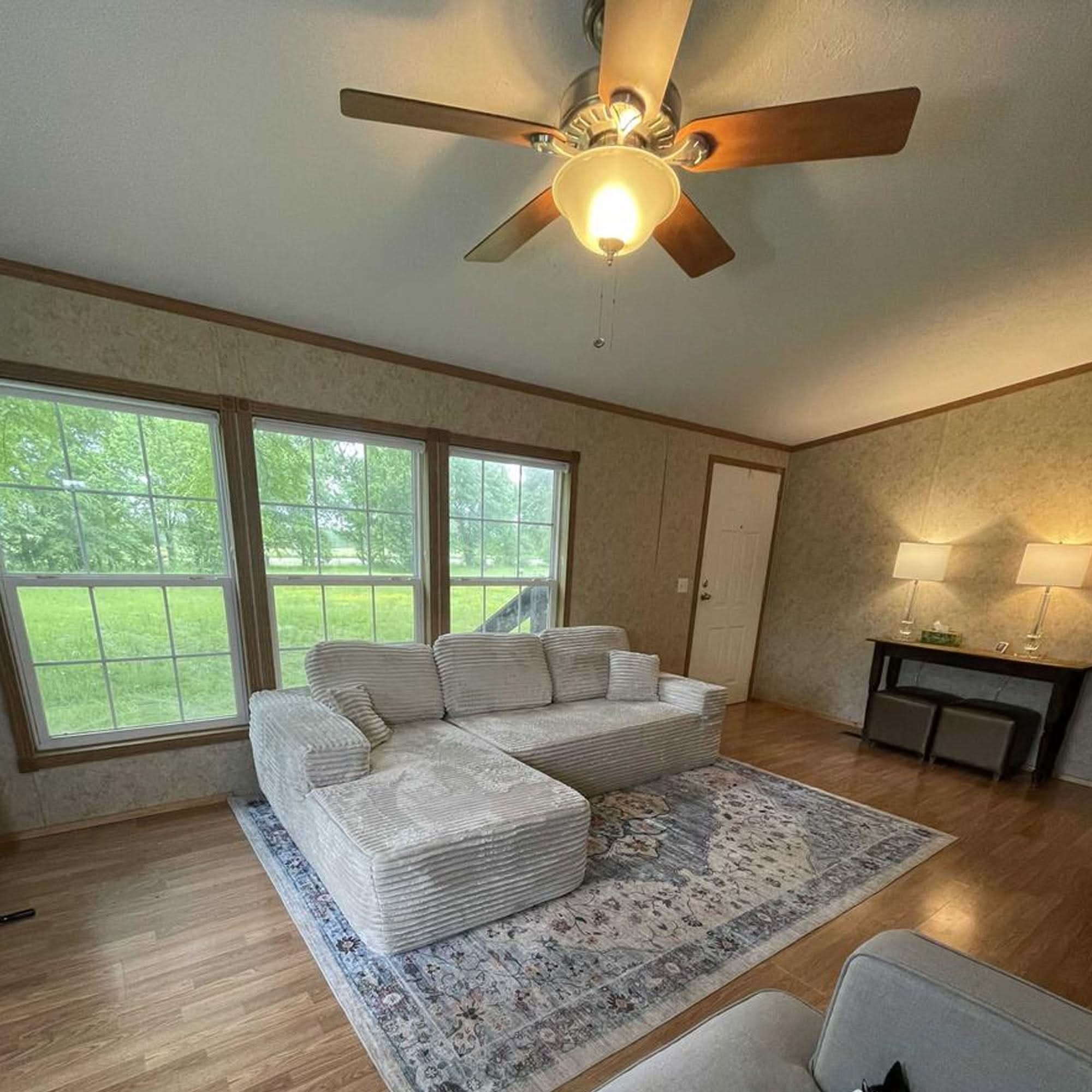 OVIOS 104" L-Shape Modular Couch with Chaise, Plush Corduroy Fabric, No Assembly Required