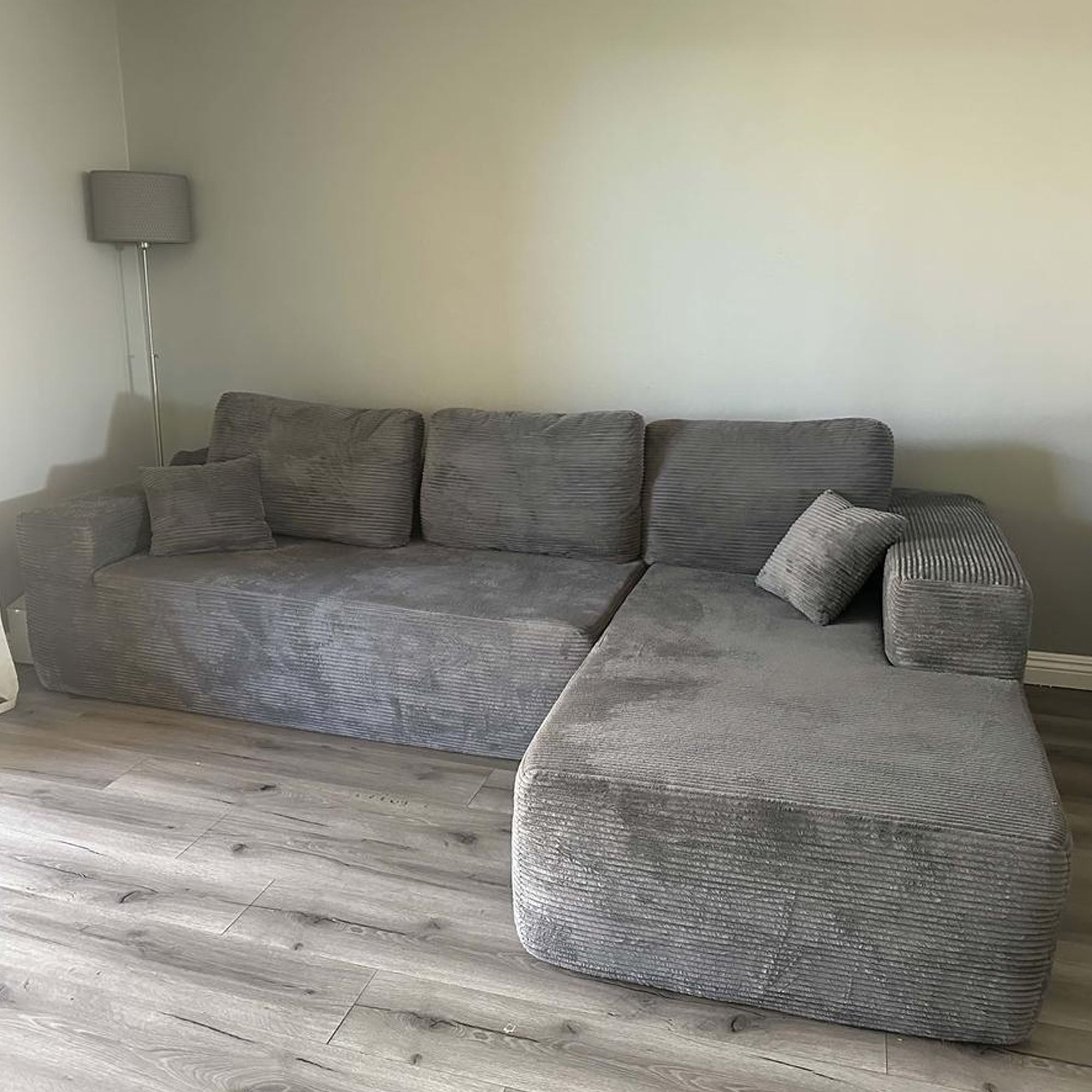 OVIOS 104" L-Shape Modular Couch with Chaise,Corduroy Fabric,No Assembly Required