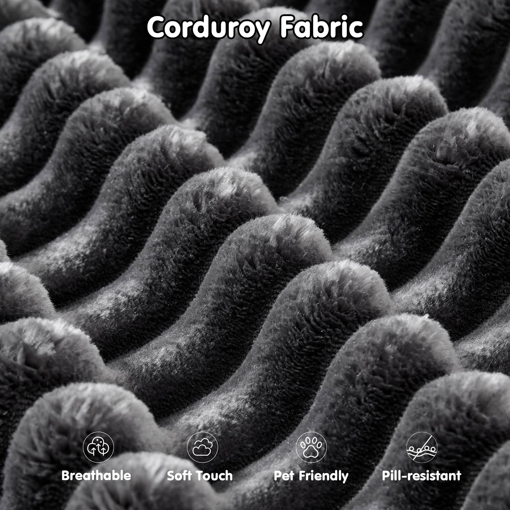 OVIOS 104" L-Shape Modular Couch with Chaise, Plush Corduroy Fabric, No Assembly Required