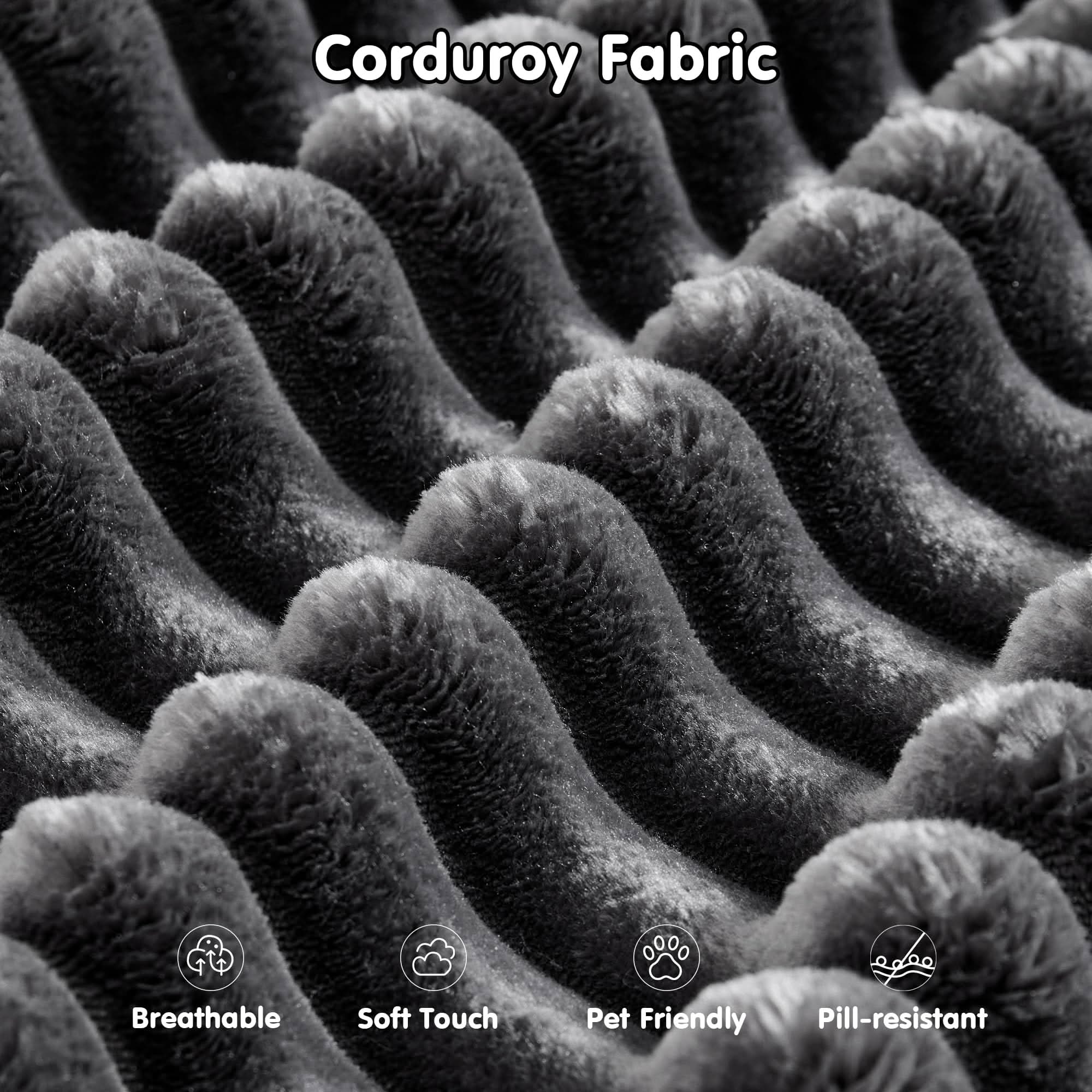 OVIOS 104" L-Shape Modular Couch with Chaise, Plush Corduroy Fabric, No Assembly Required