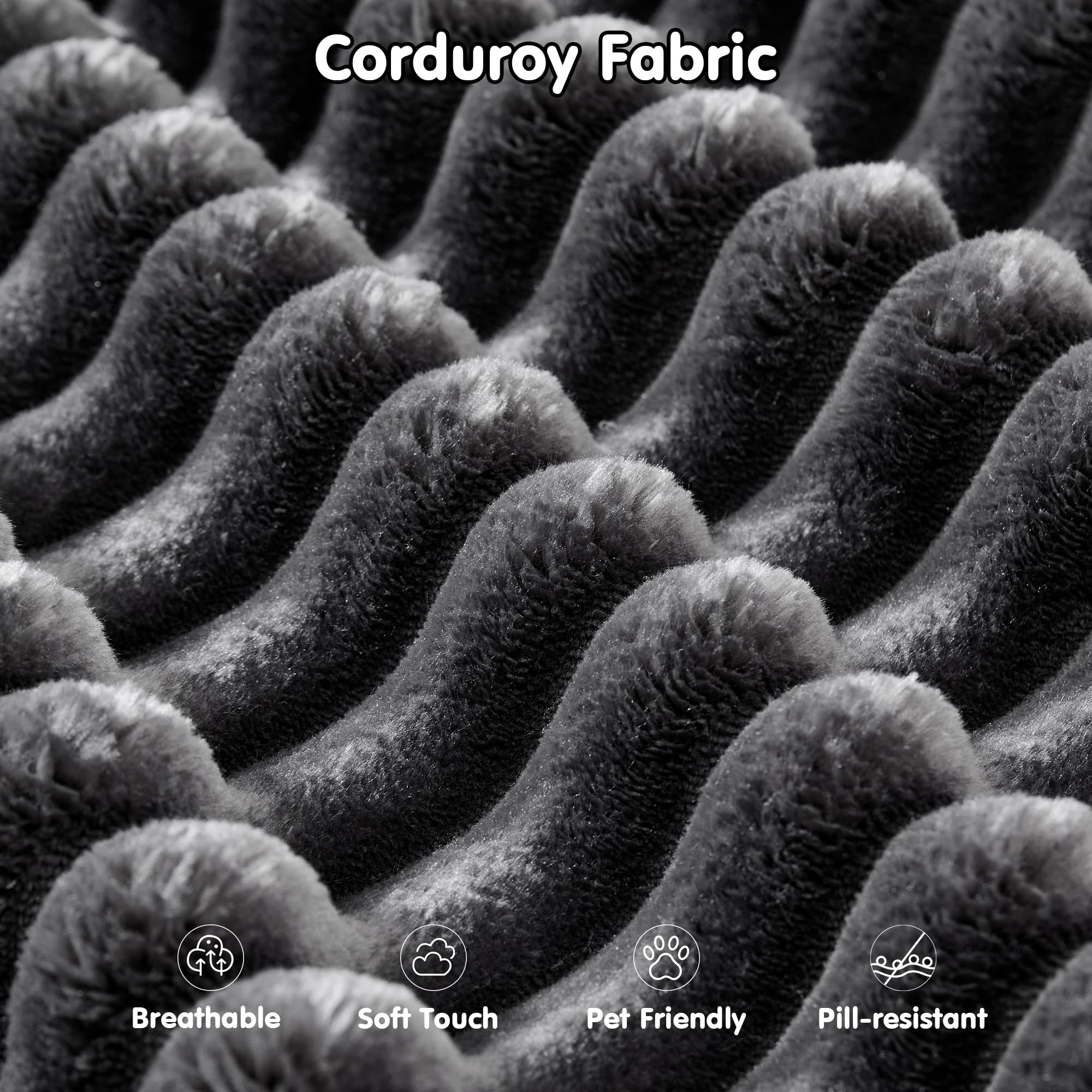 OVIOS 104" L-Shape Modular Couch with Chaise,Corduroy Fabric,No Assembly Required