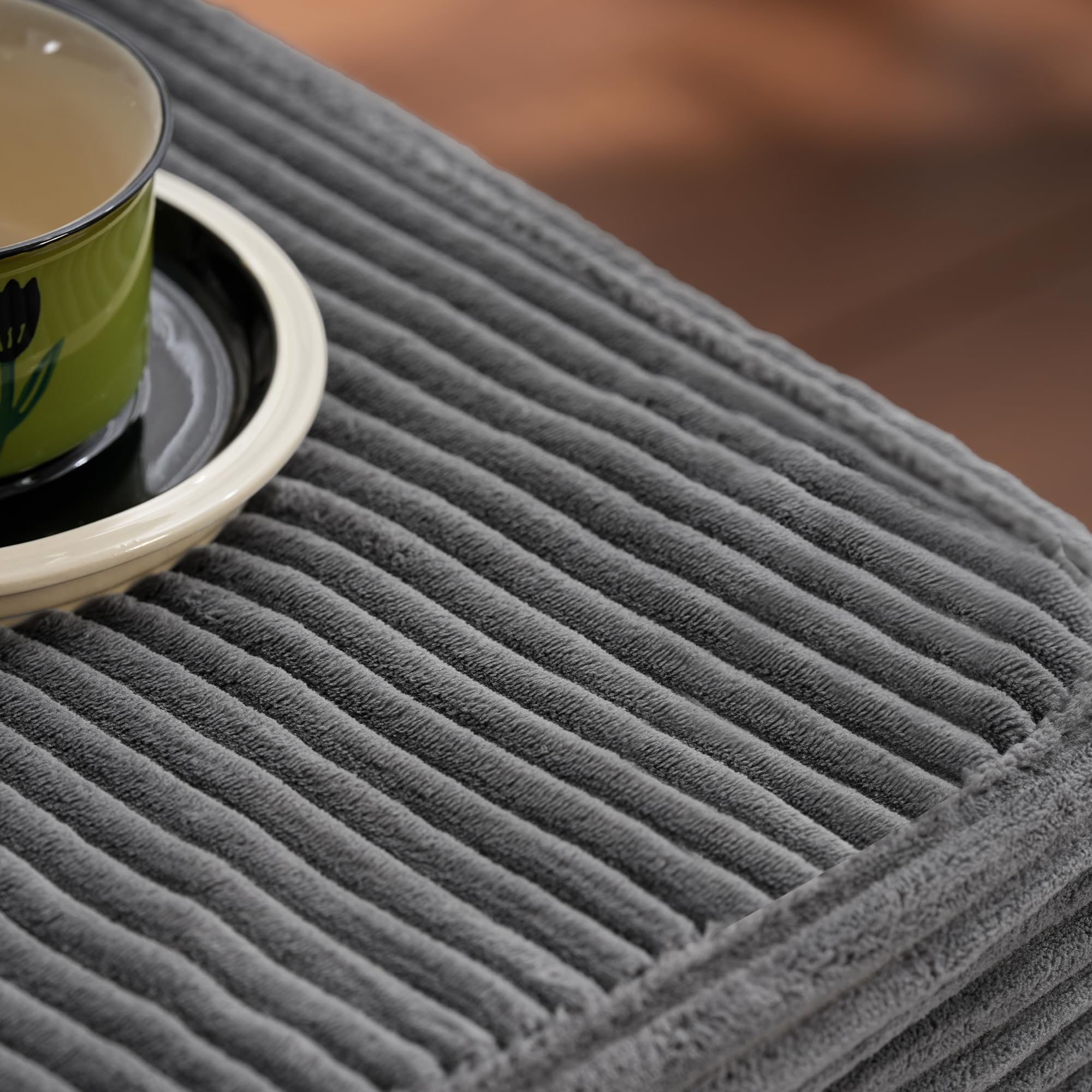 OVIOS 104" L-Shape Modular Couch with Chaise,Corduroy Fabric,No Assembly Required